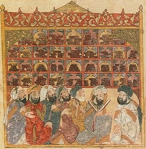Арабы возле нешкафов в библиотеке Абассидов, XIII век