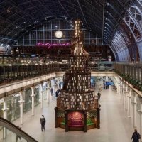 На лондонском вокзале Сент-Панкрас появилась рождественская ёлка в виде... библиотеки.